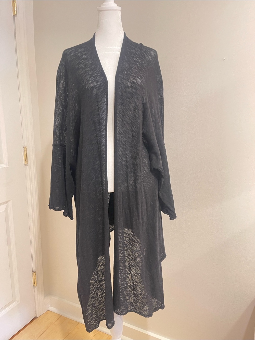 Zara Black Long Open-Front Lightweight Cardigan